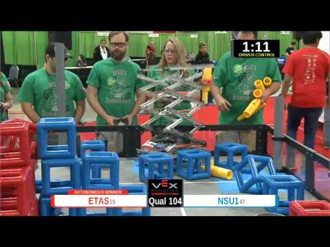 2015 VEXU Q104 - ETAS vs NSU1 - 43 to 23-Division Div-VEX U-VEX Worlds 2015