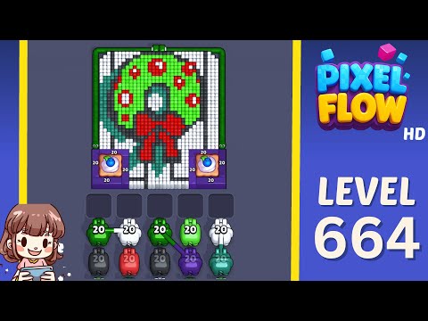 Pixel Flow Level 664 Solution Walkthrough