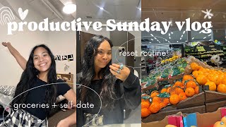 PRODUCTIVE SUNDAY VLOG w/ tips! || reset routine, grocery shopping, & self-date!