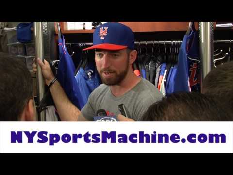 Ike Davis before the game on Friday addressing the media in front of his locker