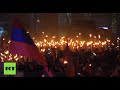 Torches light up Yerevan: 100yrs since Armenian.