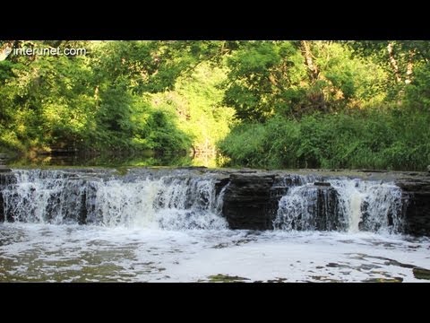 Relaxing nature sounds - soothing water of streams, small waterfall and singing birds