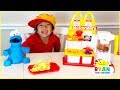 Ryan Pretend Play with McDonalds Toys and cook toys food!
