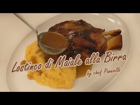 Stinco di Maiale alla Birra accompagnato da polenta e demi glace del fondo di cottura