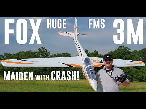 FMS - Fox with Reflex V2 - 3m - Maiden Flight + Crash!!!