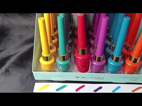 DELINEADOR LÍQUIDO COLORIDO GLAM COLORS BELLA FEMME BOX COM 24 UN