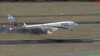 MAYDAY Emergency Landing at Istanbul PIA 737-800 Engine Fire ++ FSX ++