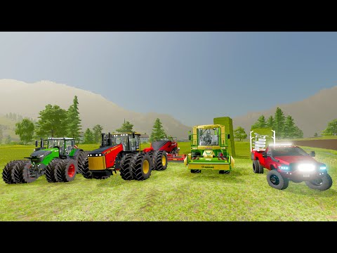 PACK AND LOAD BALES & CUTTING GRASS WITH BIG TRACTORS - Farming Simulator 2022