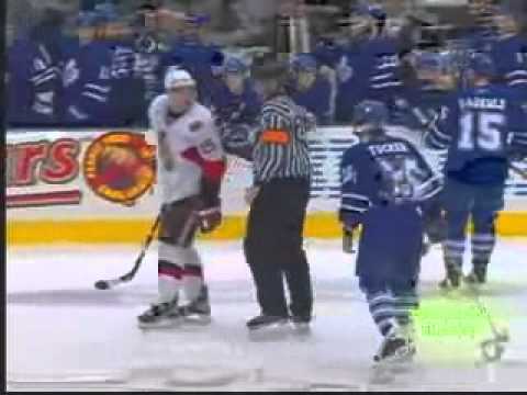 Hockeyfighters.cz  Mark Bell Hits Daniel Alfredsson   Sens at Leafs