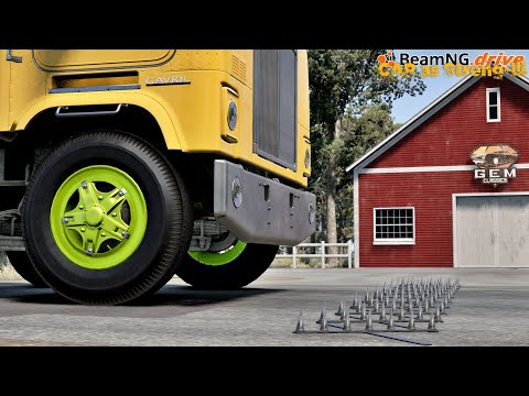 Cars Vs Spike Strip #04 -- BEAMNG DRIVE