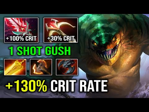 NEW 130% Crit Rate Monster Tidehunter 1v5 Right Click Carry Battle Fury Radiance 1 Shot Gush Dota 2