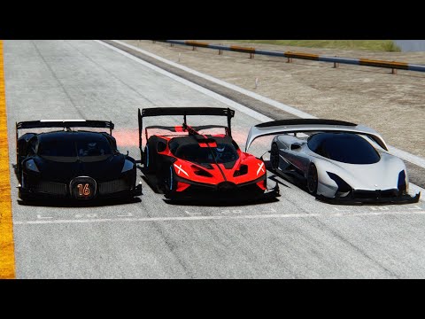 Bugatti Bolide GTR Concept vs SSC Tuatara GTR vs Bugatti Black Devil VGT Concept - Drag Race