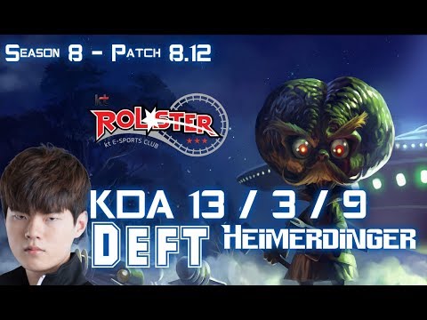 KT Deft HEIMERDINGER vs EZREAL ADC - Patch 8.12 KR Ranked