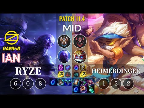 OZ Ian Ryze vs Heimerdinger Mid - KR Patch 11.4