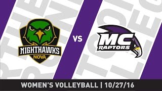 Montgomery College Raptors Volleyball vs. Northern Virginia Community College Nighthawks, 10/27/2016