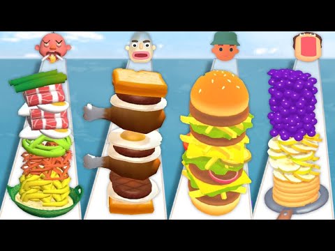 NOODLE RUN vs SANDWICH RUNNER vs BURGER RUSH vs PANCAKE RUN - New UPDATE Gameplay Walkthrough