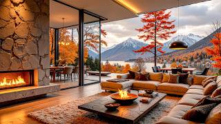 Relaxing Jazz Beside A Crackling Fireplace - Smooth Jazz In A Cozy Living Room Setting For Halloween