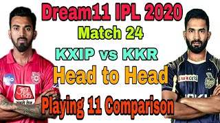 IPL 2020 Match 24 - KXIP vs KKR Head to Head Playing 11 Comparison