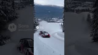 雪の道をドリフトするヤリス！