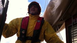 Gannet, the catboat, on the move