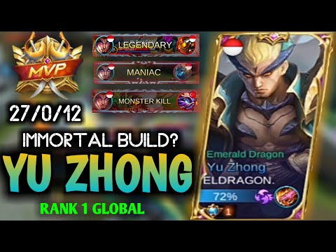 Insane LIFESTEAL? HyperCarry Yu Zhong (27KILLS WITH NO DEATHS)!! - [TOP 1 GLOBAL] by ELDRAGON - MLBB
