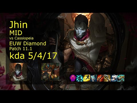 Jhin Mid vs Cassiopeia - EUW Diamond 5/4/17 Patch 11.1 Gameplay