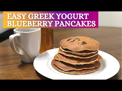 Easy Greek Yogurt Blueberry Pancakes| ASMR with Music