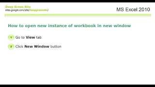 MS Excel 2010 / How to open new instance of workbook in new window