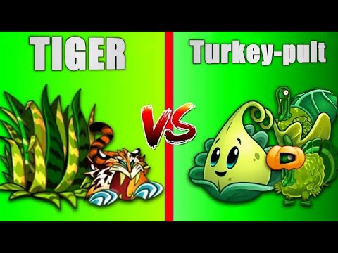 TURKEY-PULT vs TIGER GRASS - Who Will Win? - PvZ 2 Plant Vs Plant