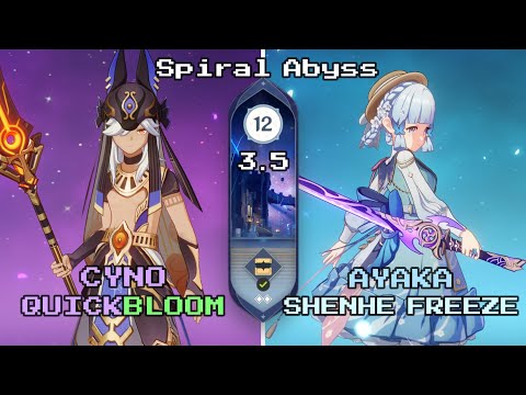 C0 Cyno Quickbloom & C0 Ayaka Shenhe Freeze | 3.5 Spiral Abyss Floor 12 9 Stars - Genshin Impact