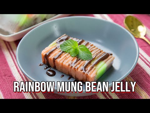 Traditional Indonesian Rainbow Mung Bean Jelly Dessert || ES GABUS PELANGI🌈