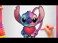 How to draw Stitch and Angel step by step