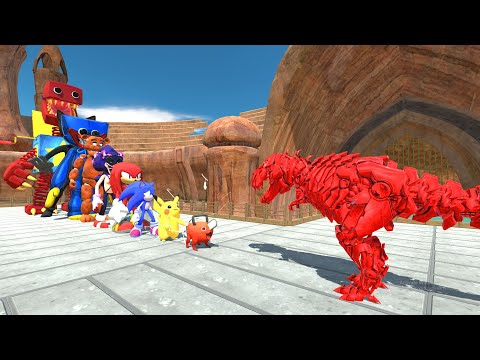 Tek Rek Red vs Rainbow Friends ARENA DEATH RUN - Animal Revolt Battle Simulator