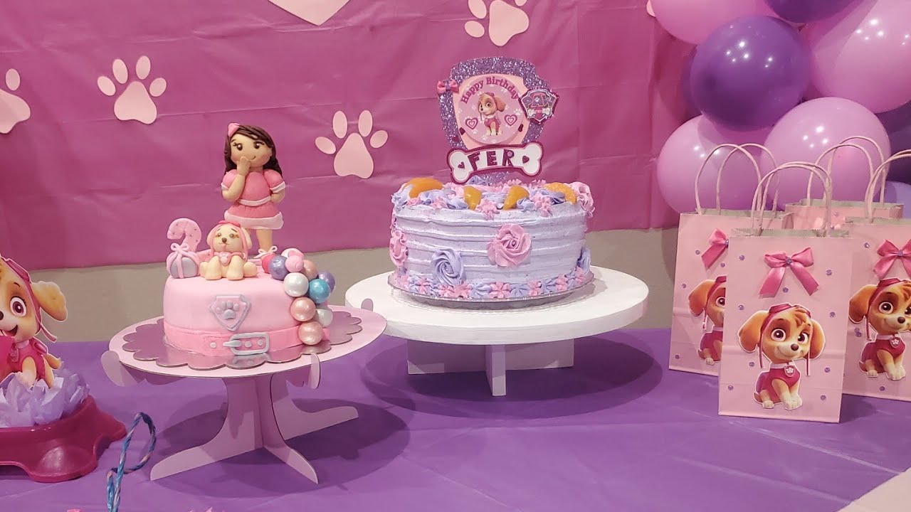 decoracionde fiesta  de skye paw patrol