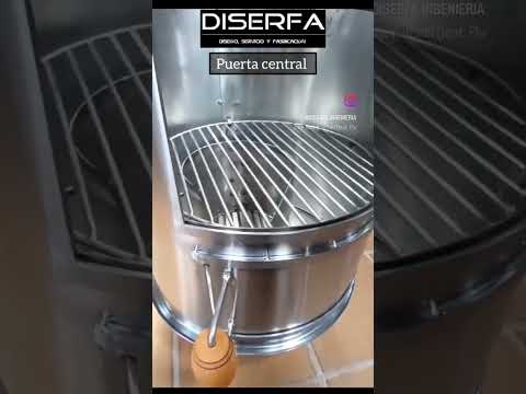 Assador em aço inoxidável com porta central - Cilindro Peruano com portas - barril com portas