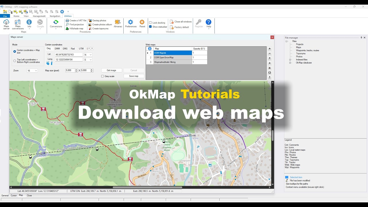 OkMap Tutorial - Download a web map for offline use
