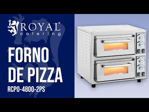 vídeo - Forno de pizza - 2 compartimentos - 4750 W - Ø40 cm - pedra refractária - Royal Catering
