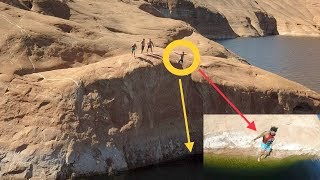 ☠️ MAN CHEATS DEATH CLIFF JUMPING AT LAKE POWELL - SUPER SKETCHY ⚠️