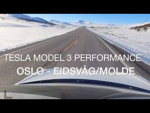 Road trip to Eidsvåg/Moldde in tesla model 3 performance