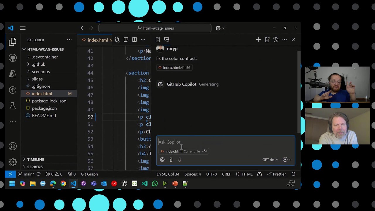 Accessibility with GitHub Copilot and AI