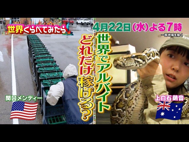 世界くらべてみたら★萌音＆メンディー世界でバイト！はらぺこツインズ🈑