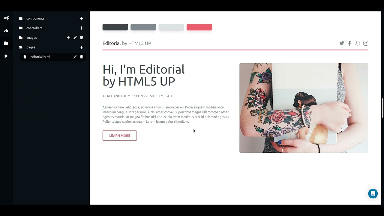 Remaking Editorial by HTML5 Up! in Webfoundry