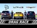 Dodge Durango Hellcat vs Lamborghini Urus vs Jeep Trackhawk // DRAG & ROLL RACE - Throttle House Dodge Durango Hellcat vs Lamborghini Urus vs Jeep Trackhawk // DRAG & ROLL RACE