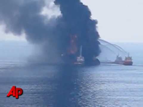 Raw Video: Oil Rig Fire Rages On