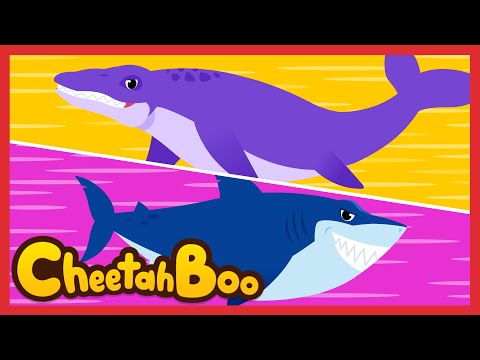 Who is stronger❓ Megalodon vs Mosasaurus | Sea animals | Nursery rhymes | Kids song | #Cheetahboo