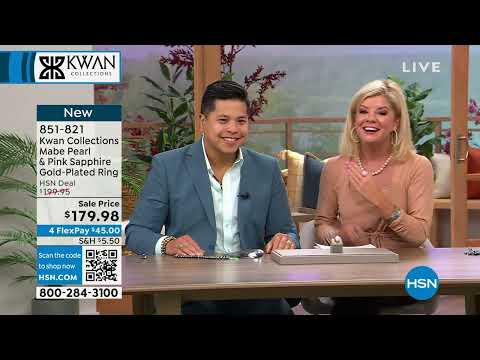 Kwan Collections Mab Pearl   Pink Sapphire Rose GoldPlat...