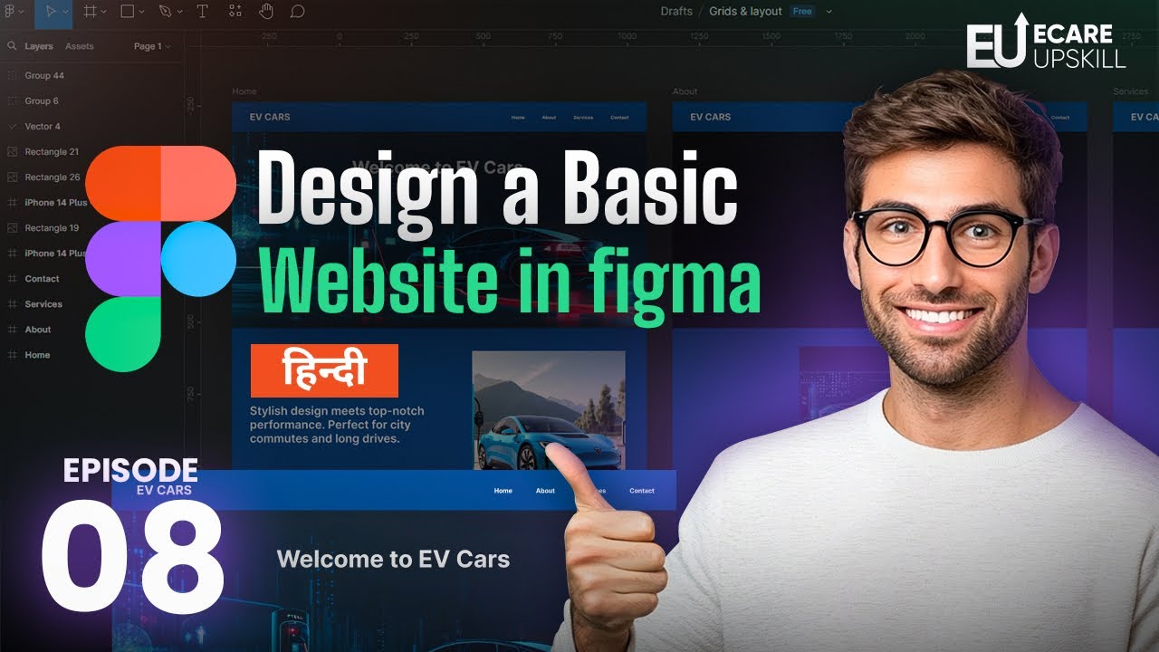 How to Create an Easy Basic Website Design in Figma | Figma Tutorial Lesson 8 | eCare Upskill