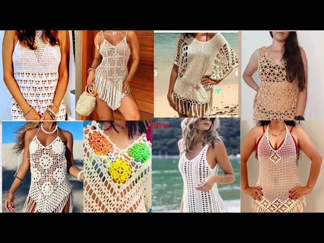 Vídeo relacionado con Rayson Vestido de Playa Mujer de Crochet Verano Suelto sin Mangas Camisolas y Pareos Mujer Cuello en U Ropa de Playa Traje de Baño Cover Up(Blanco, Talla única)