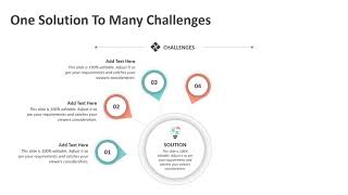 One Solution To Many Challenges PowerPoint Template | Challenges And Solutions Slide