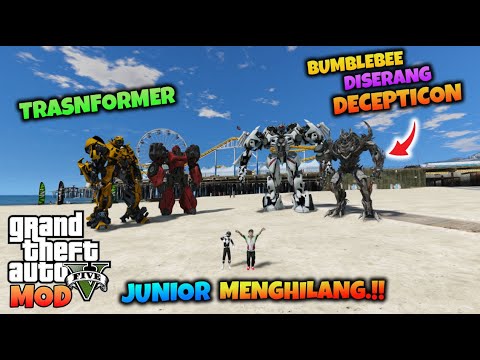 JUNIOR TRANSFORMER BUMBLEBEE DAN IRONHIDE DISERANG ANGGOTA DECEPTICON - GTA 5 MOD TRANSFORMER